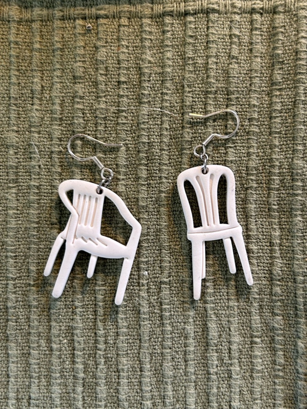 White Chair Charm Dangle Earrings - Women Jewelry Earrings